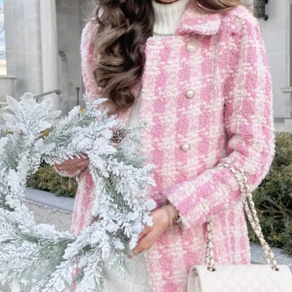 LoveShackFancy Armstrong Coat Pink Hills Tweed. - Picture 13 of 16